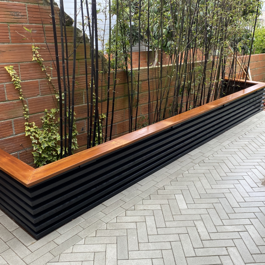 Planter Boxes and Stone Patio