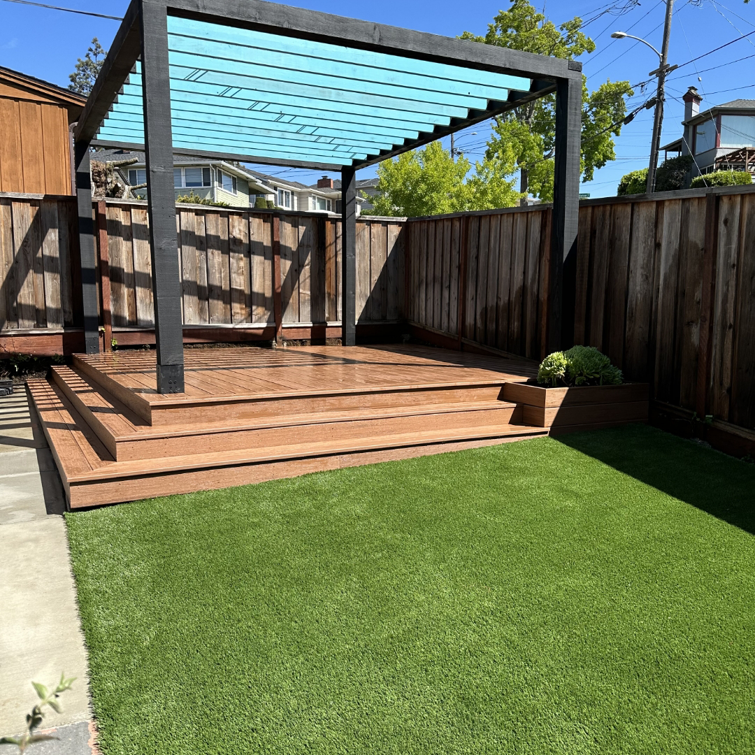 Backyard Wooden Deck with Steps