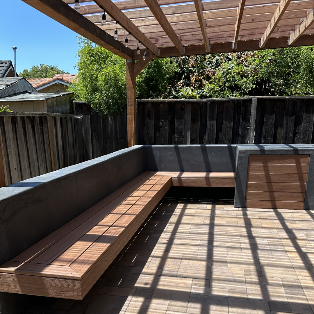 Backyard Wooden Deck and Bench